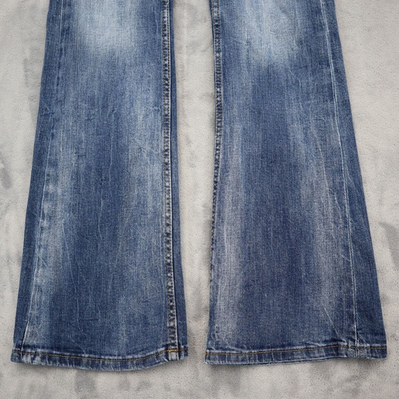 HM Pants Womens 28 Blue Denim Low Waist Boot Cut Flat Front Jeans Bottoms - Picture 14 of 16